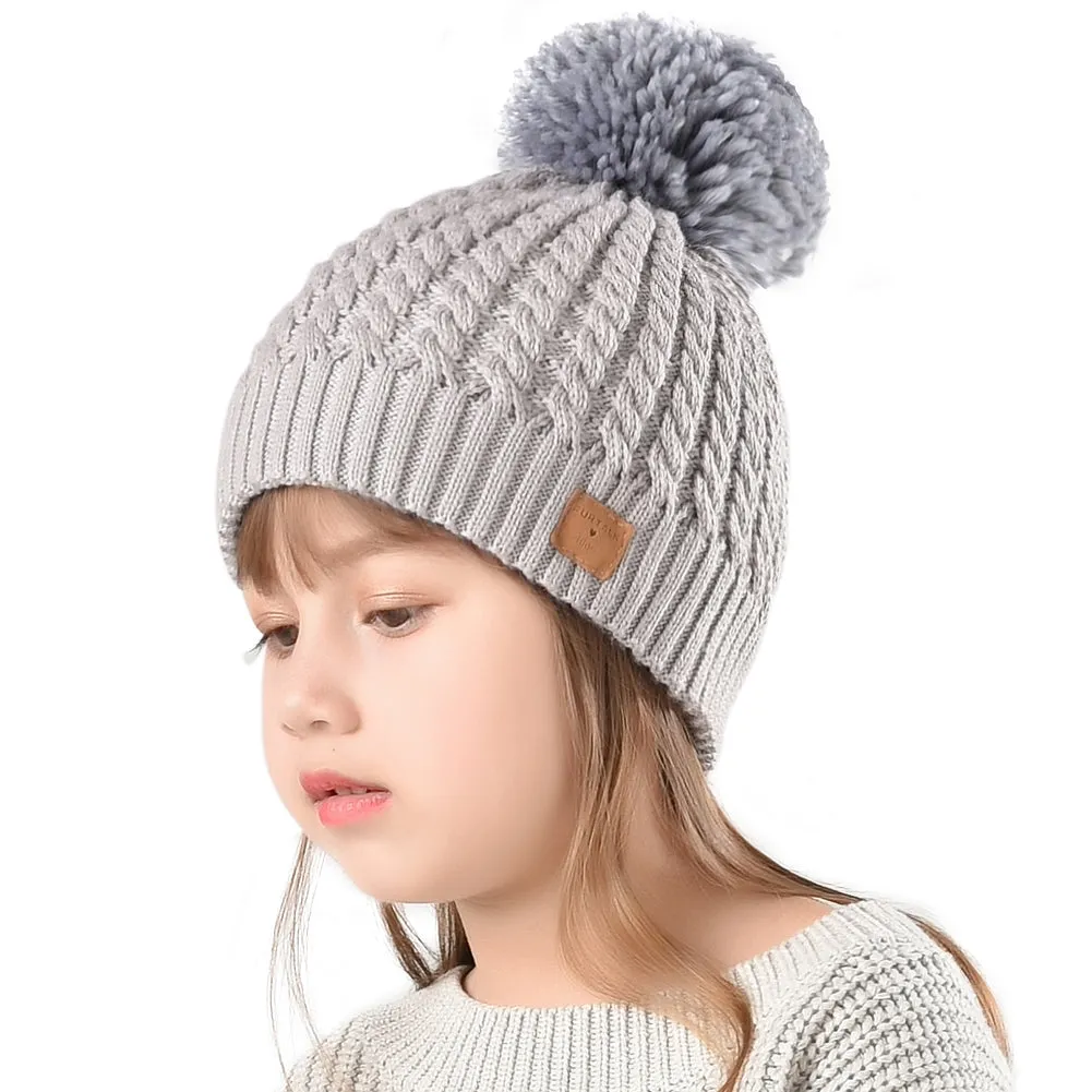 FURTALK Child Winter Yarn Bobble Hat Drop Shipping CH019