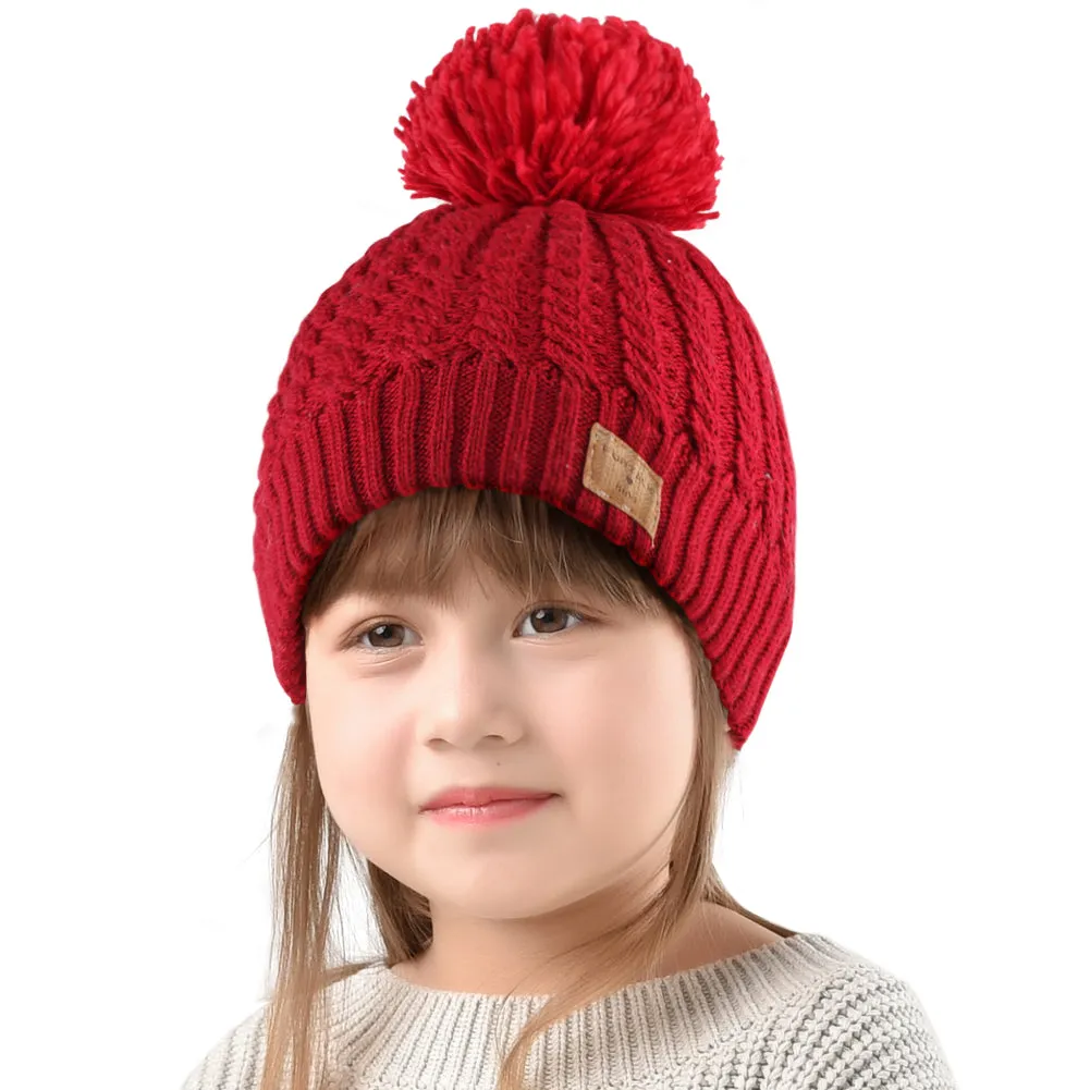 FURTALK Child Winter Yarn Bobble Hat Drop Shipping CH019