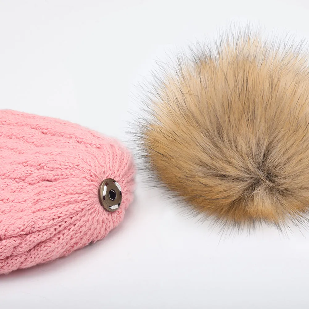 FURTALK Winter Kids Faux Fur Pom Pom Hat  Drop Shipping  CH014