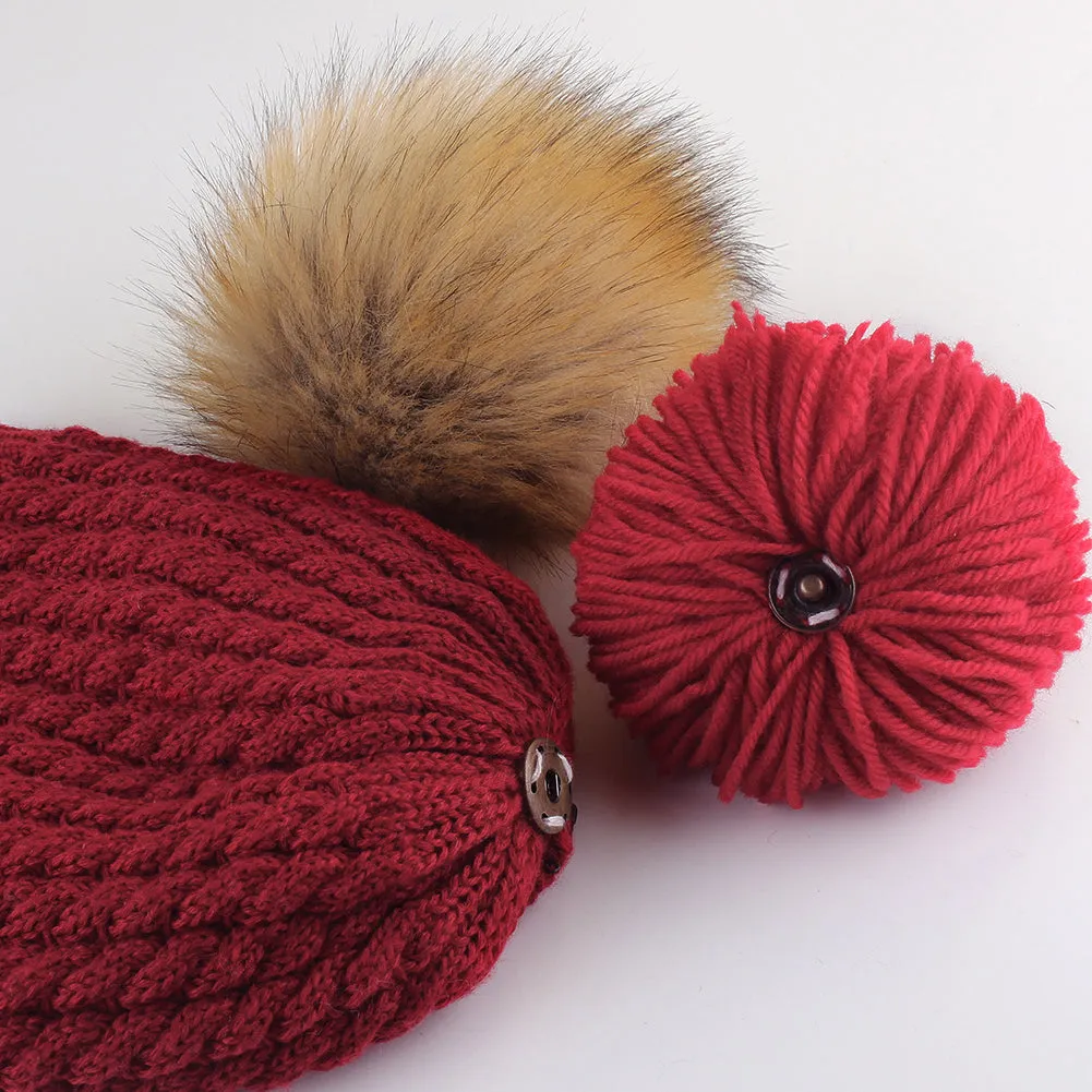 FURTALK Winter Kids Faux Fur Pom Pom Hat  Drop Shipping  CH014