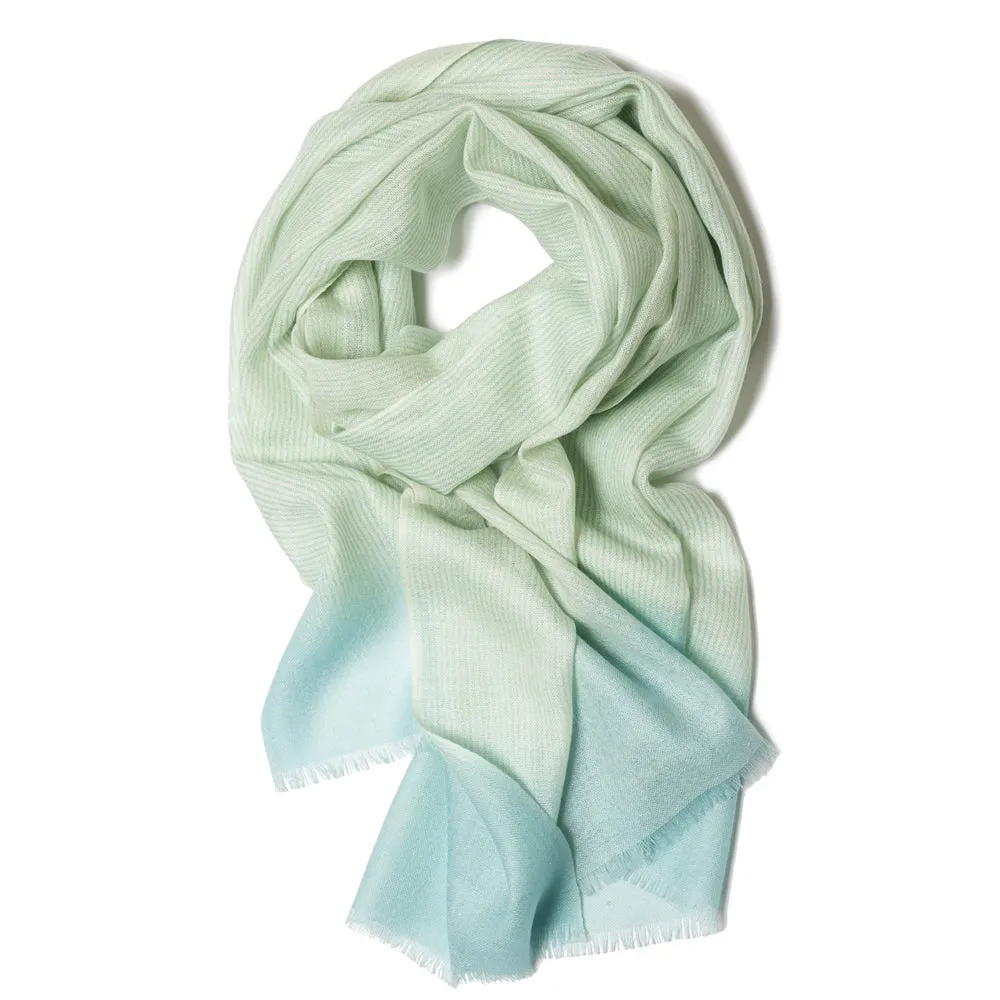 Galway Crystal Fashion Sea Mist Stripe Merino Wool Scarf