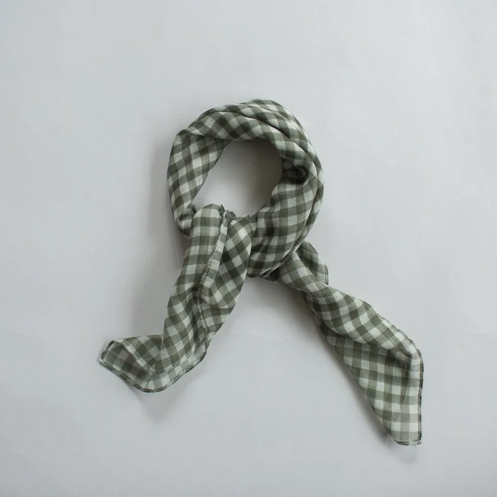 Gingham Mini Scarf Khaki