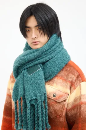 Green Wool Knit Muffler 02 Scarf