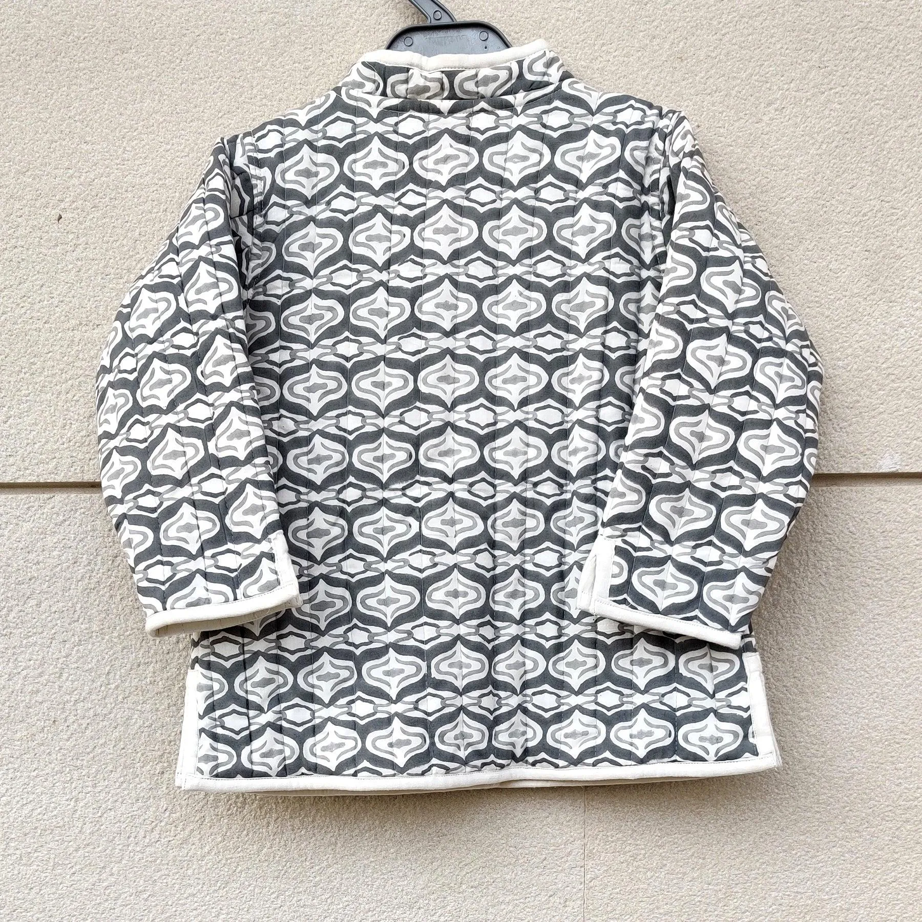 Grey and White -  Quilted Full sleeves Jacket