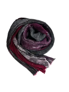 Hand Dyed Wool Scarf - Burgundy  Grays