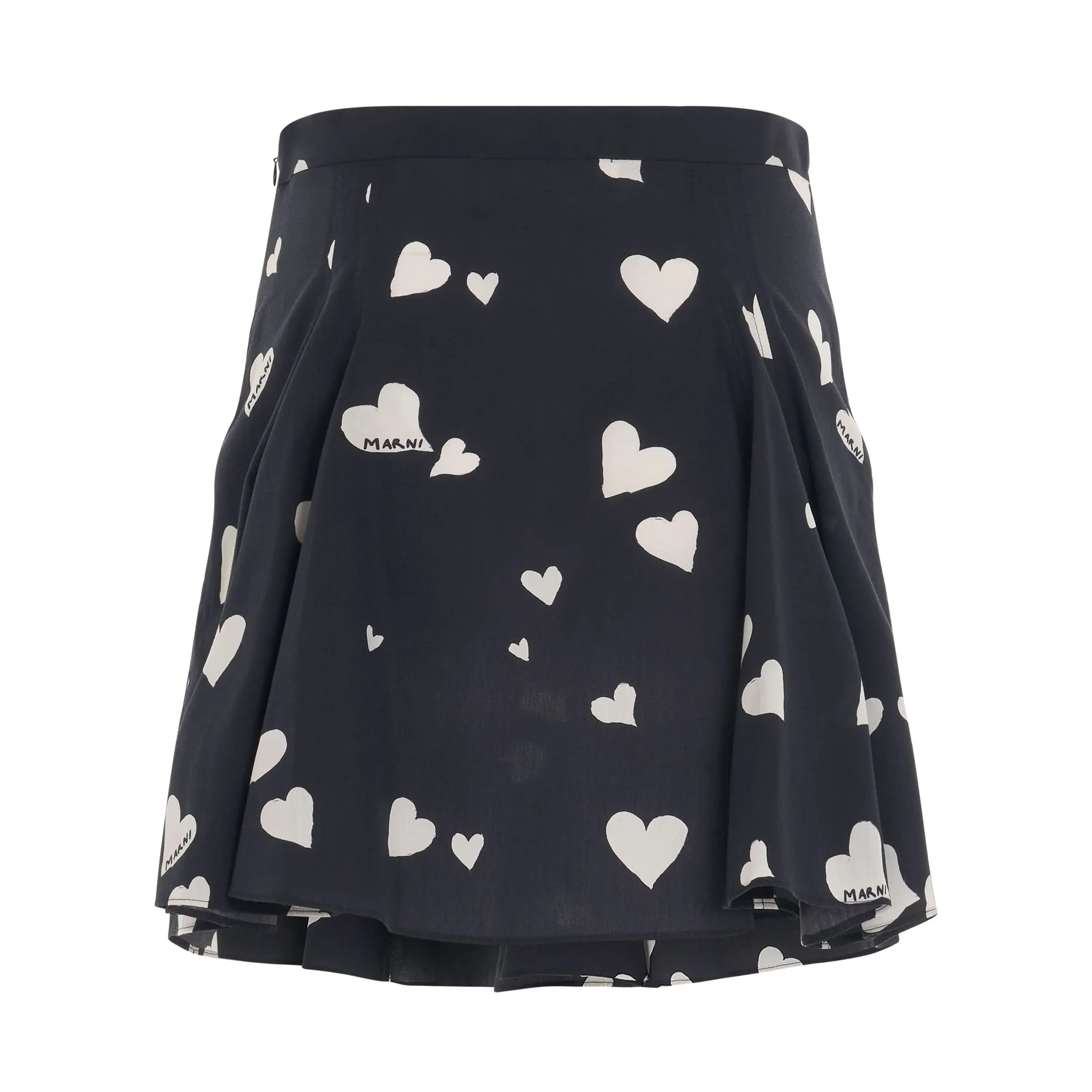 Heart-Printed Mini Skirt in Black