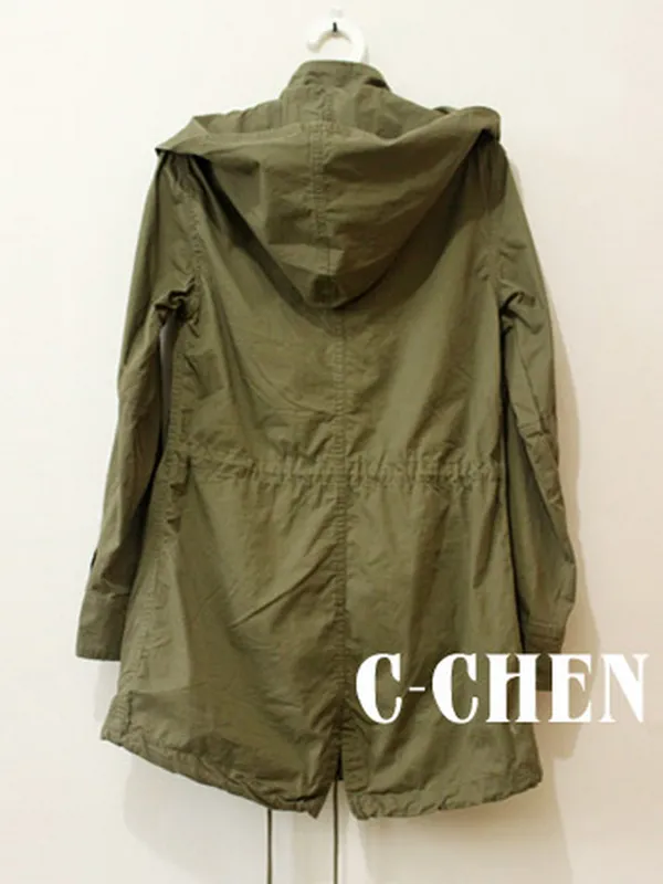 hooded drawstring utility parka