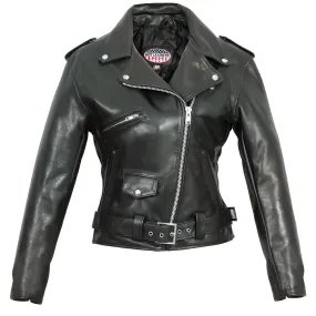 Hot Leathers JKL5004 Women's Black Premium USA Made Classic Motorcycle Style Leather Jacket