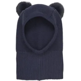 Huttelihut Balaclava Knit m. Pompoms Navy