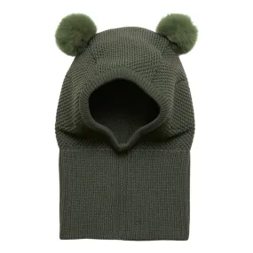 Huttelihut Balaclava Wool Knit Windstop Wooly Green Olive