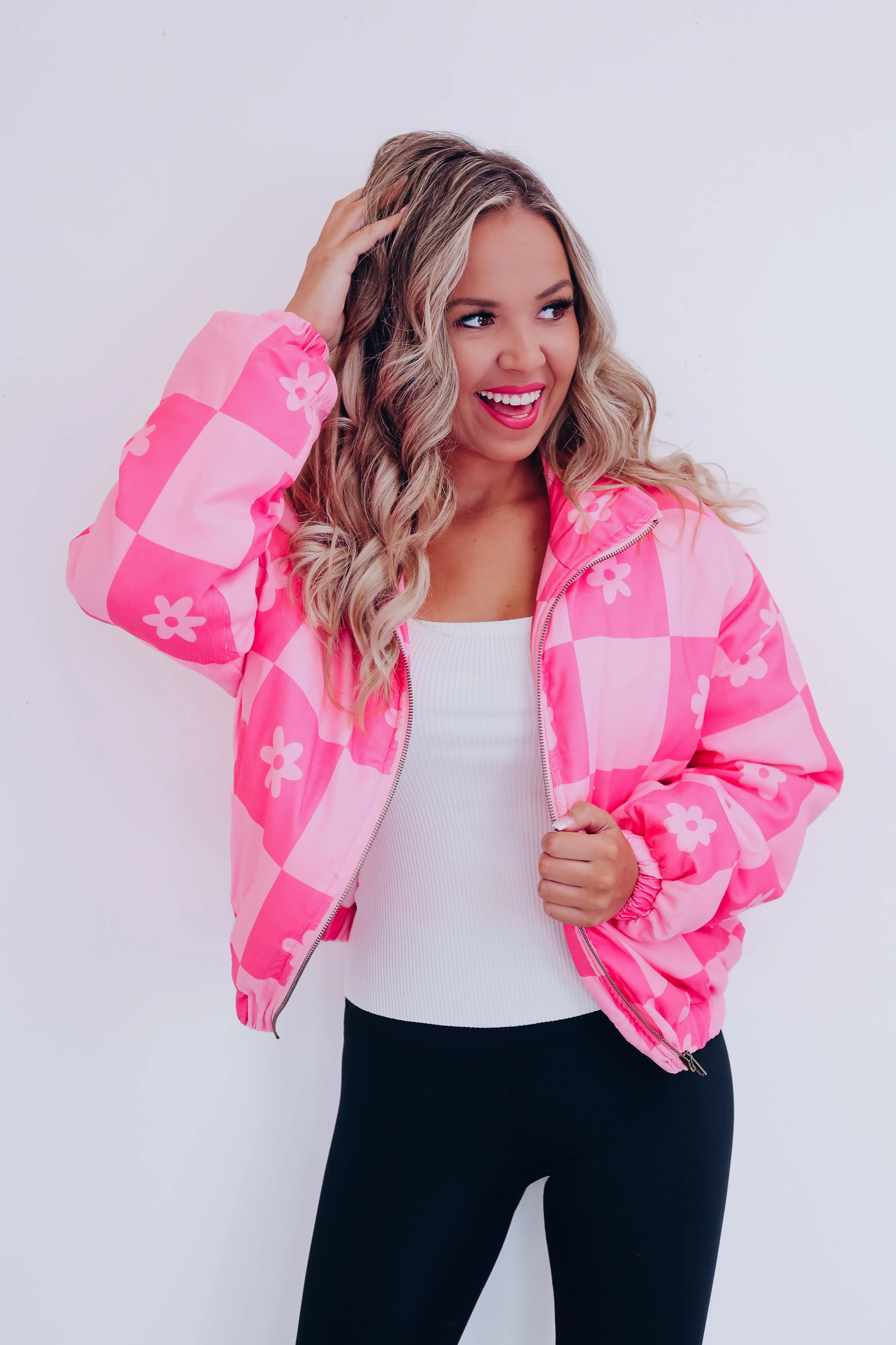 Ida Corduroy Puffer Jacket - Pink