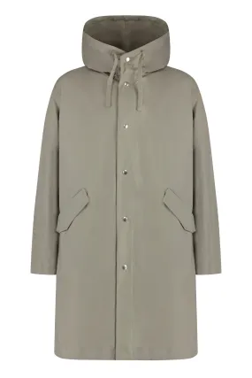 JIL SANDER Men's Green Hooded Cotton Parka Jacket