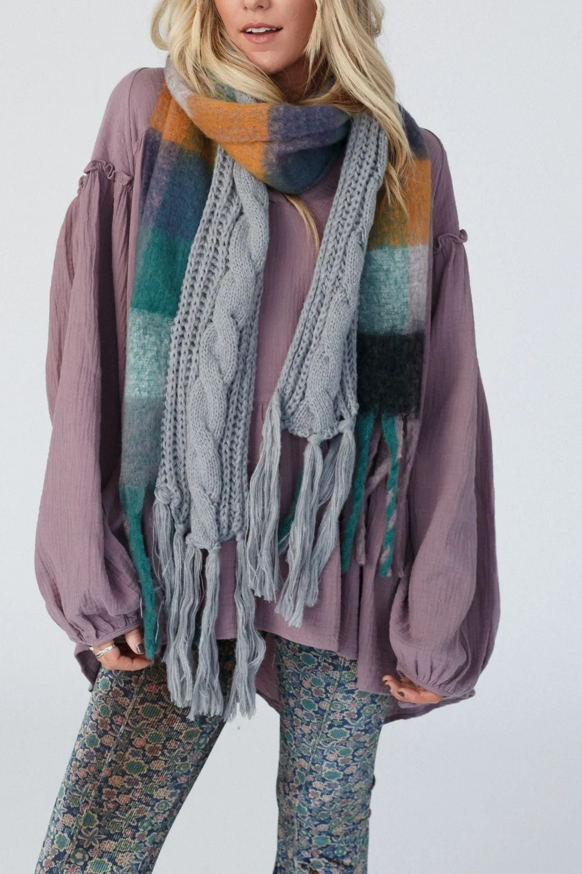 Joy Of Cozy Textured Scarf - Gray