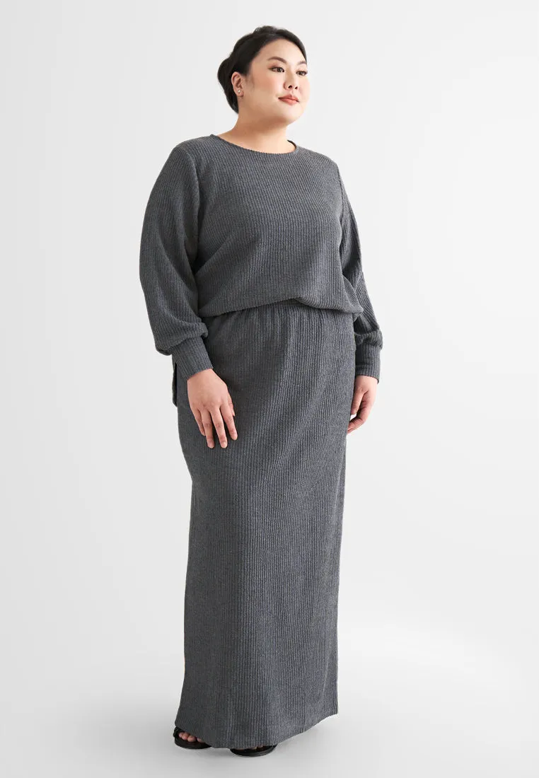 Kalina Knitted Long Straight Cut Skirt