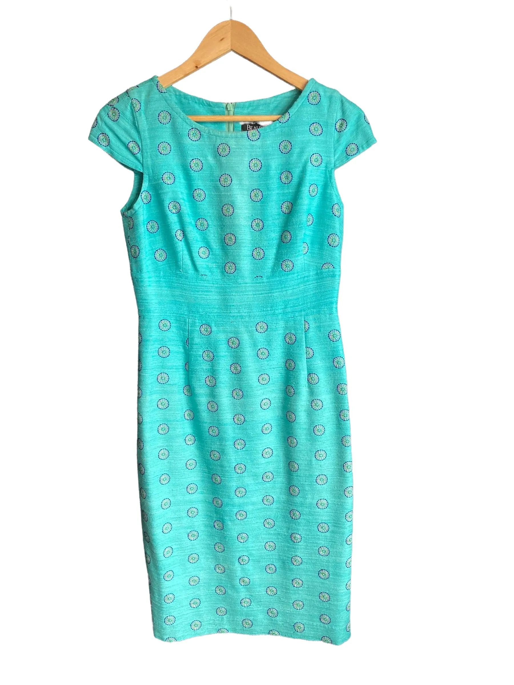 Lalage Beaumont Silk Turquoise Dress UK Size 8   Jacket UK Size 10.