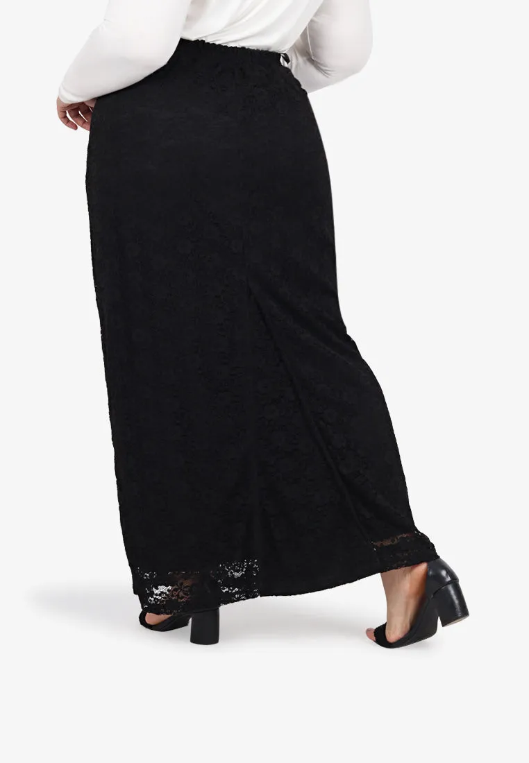 Lepaula Lace Long Pencil Skirt - Black Lining