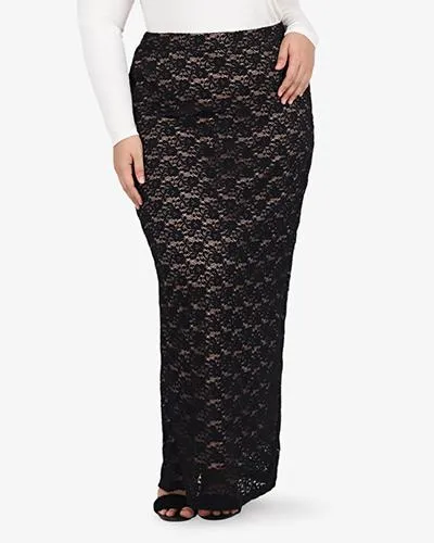 Lepaula Lace Long Pencil Skirt - Nude Lining