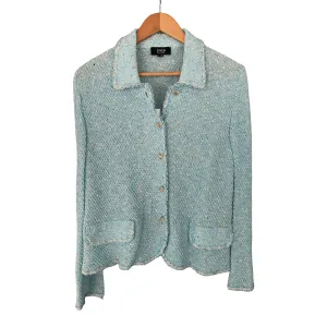 Liola Cotton Mix Jacket Cardigan Turquoise IT50 UK Size 18