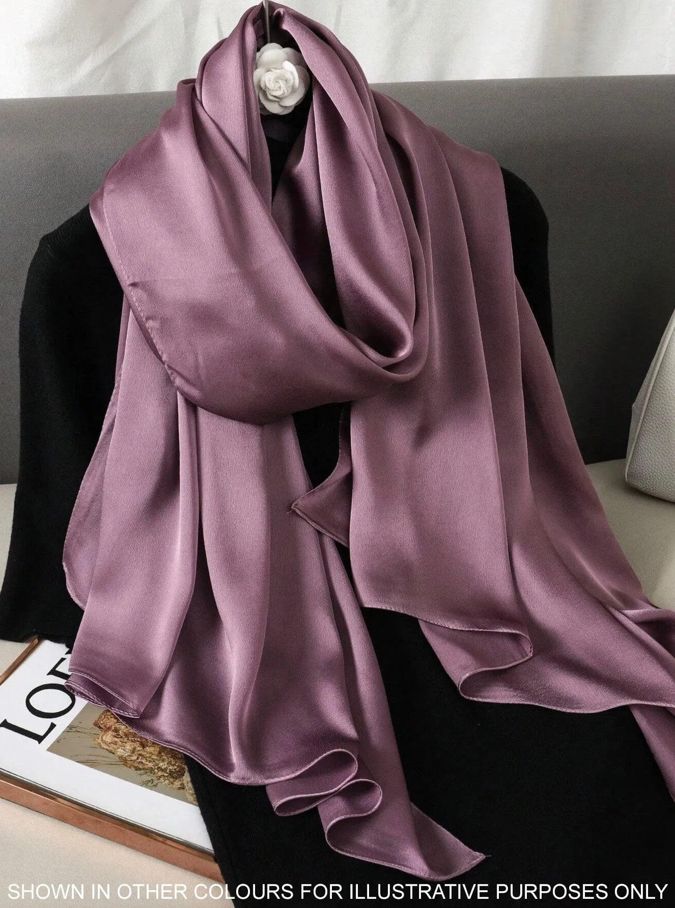 LONG PLAIN DARK GOLD SATIN SCARF SHAWL WRAP