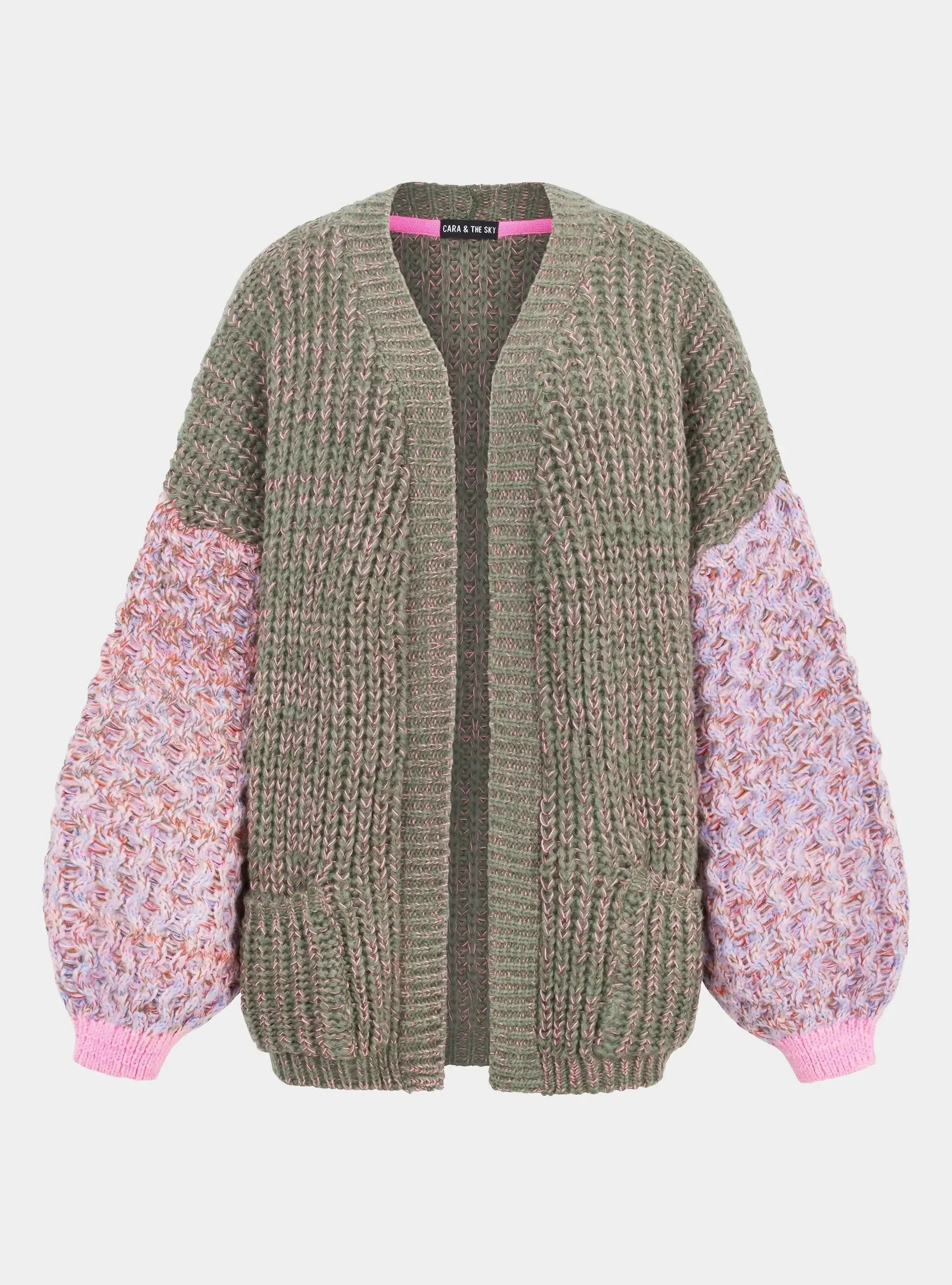 Madison Oversized Balloon Sleeve Knit Cardigan - Khaki