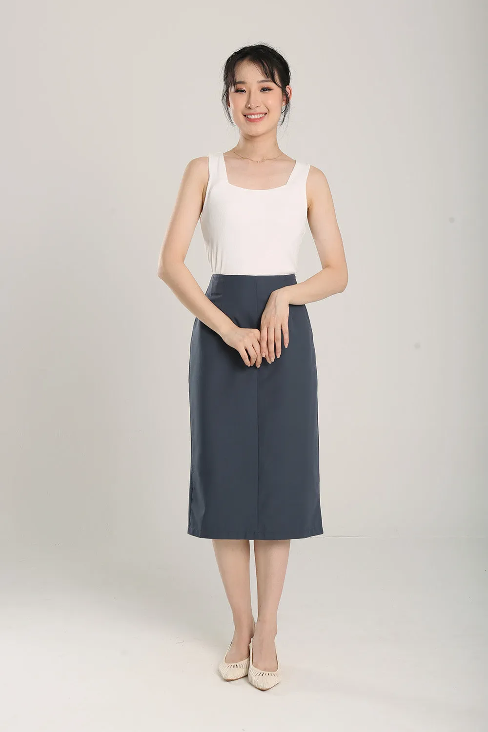 Maevyn Pencil Skirt in Gunmetal