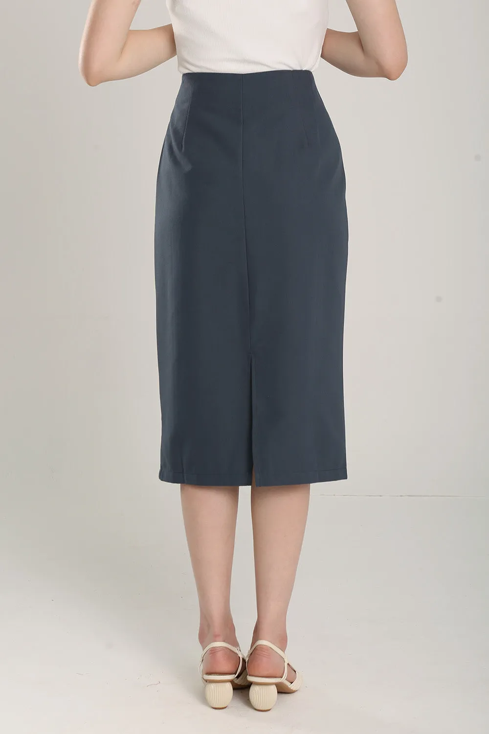 Maevyn Pencil Skirt in Gunmetal