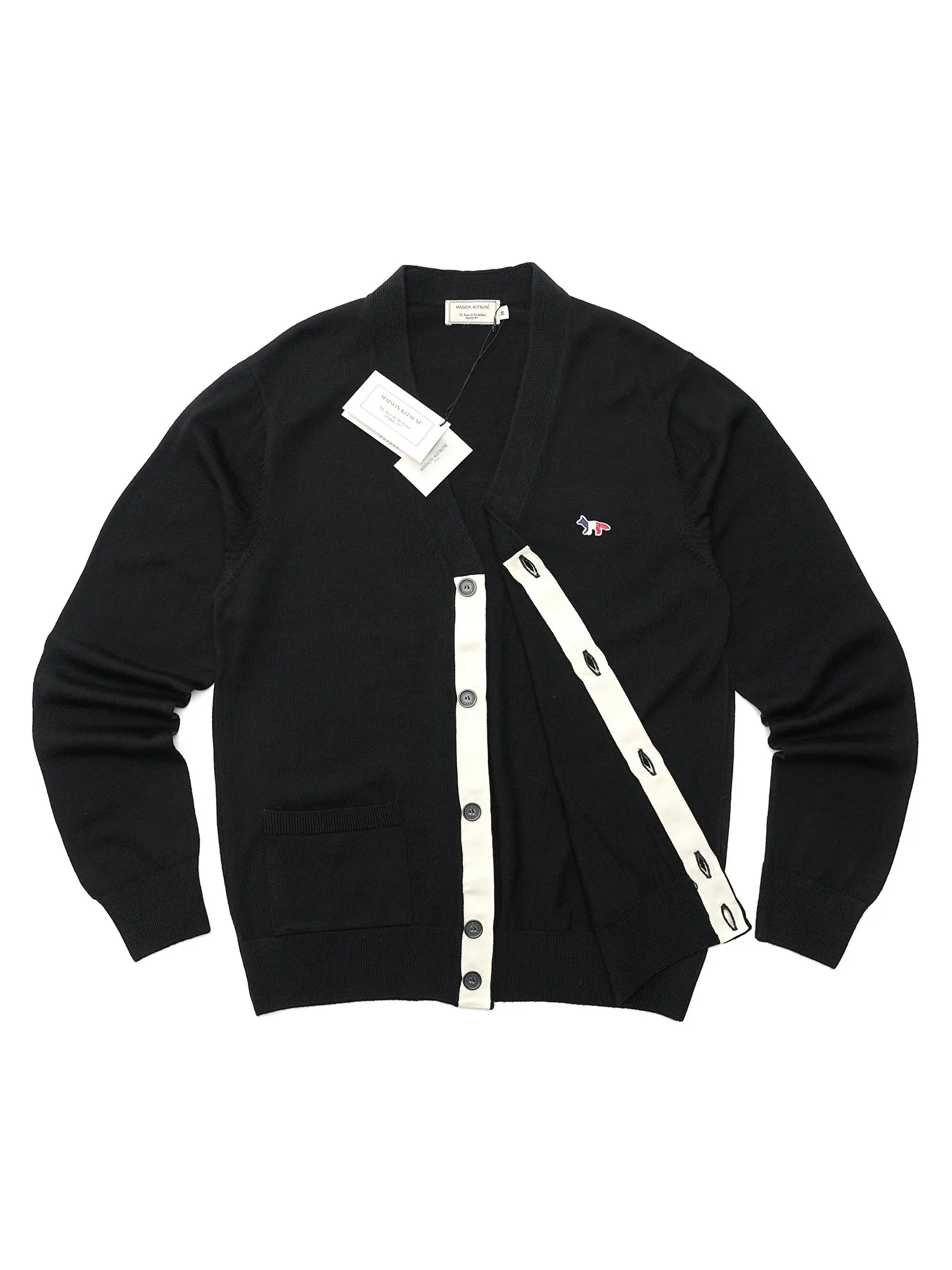 M_CLASSIC CARDIGAN TRICOLOR FOX PATCH_BLACK