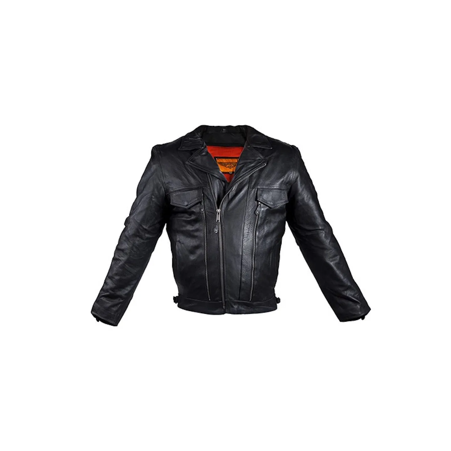 Mens Ultra Soft Naked Leather Motorcycle Jacket With Large Front And Back Zippered Air Vents