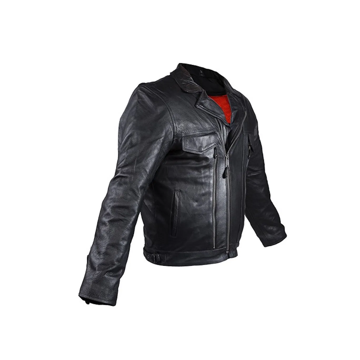 Mens Ultra Soft Naked Leather Motorcycle Jacket With Large Front And Back Zippered Air Vents