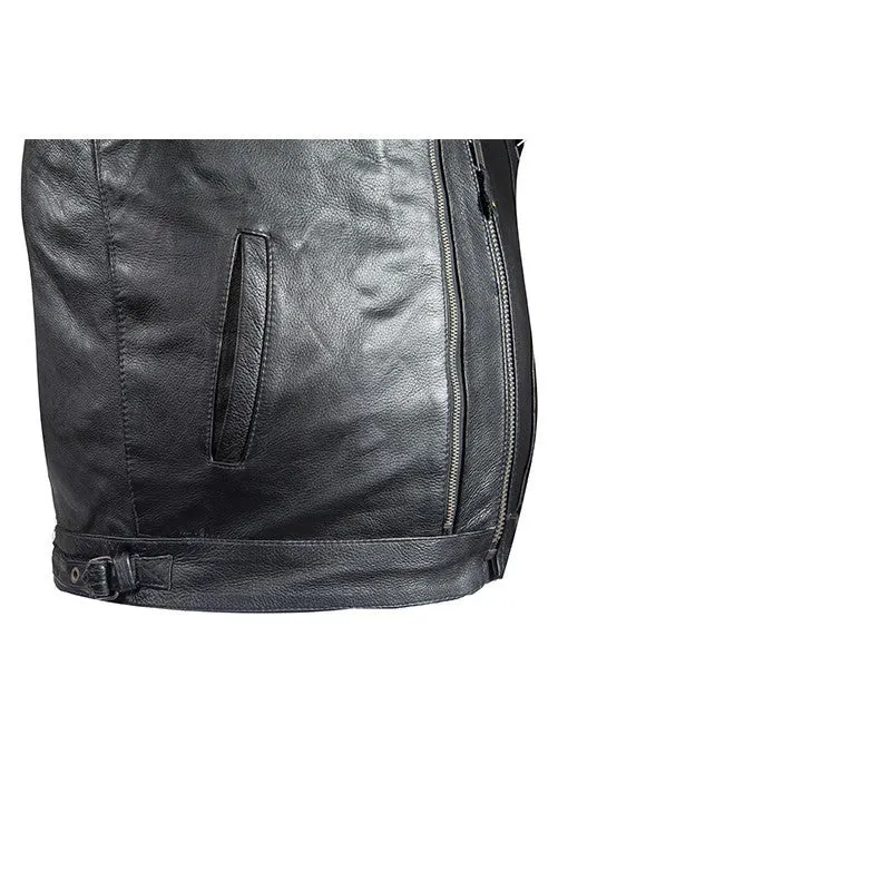 Mens Ultra Soft Naked Leather Motorcycle Jacket With Large Front And Back Zippered Air Vents