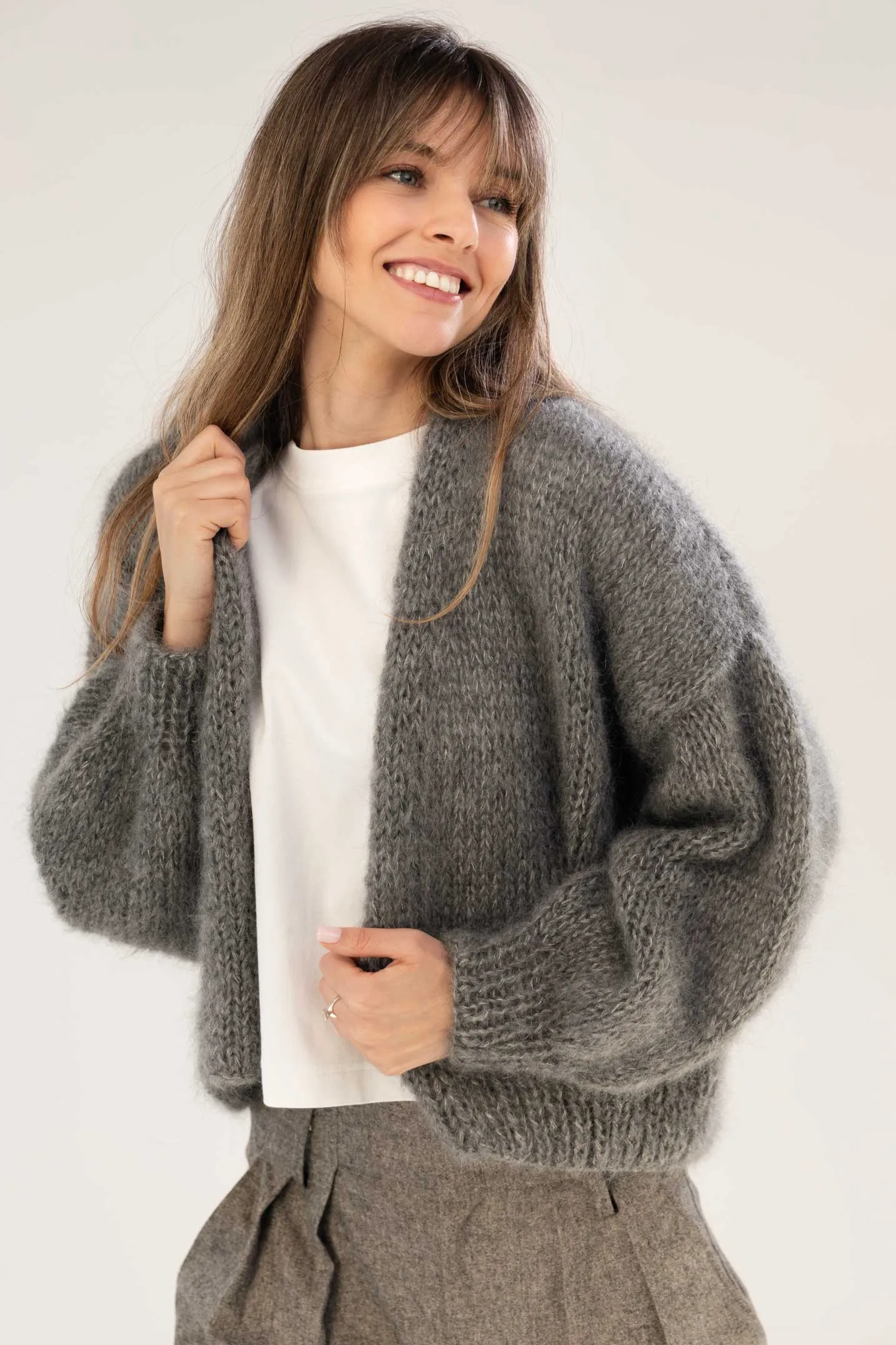 Mohair cardigan in Grey