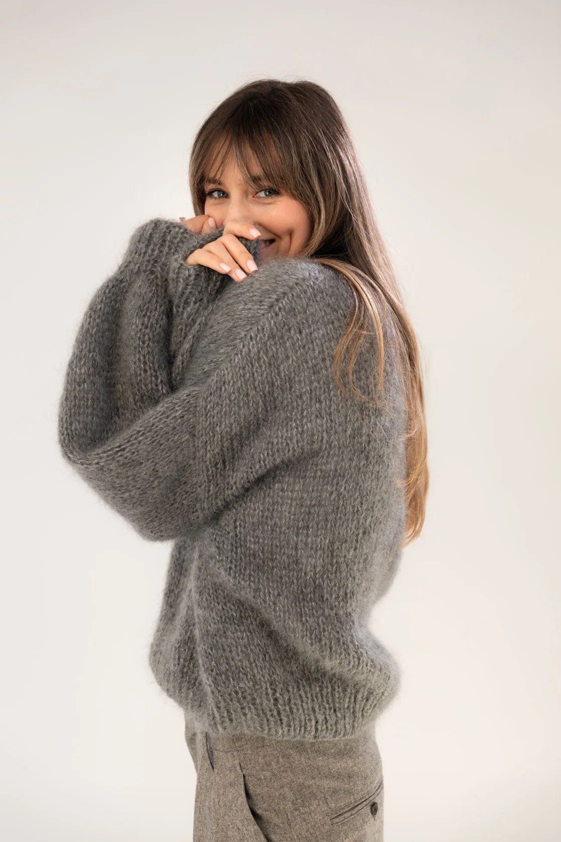 Mohair cardigan in Grey