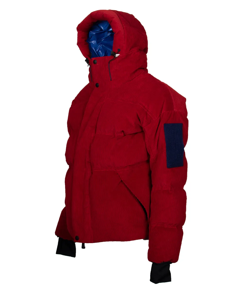 Moncler Stuller Hooded Corduroy Puffer Jacket Size 4 in Red