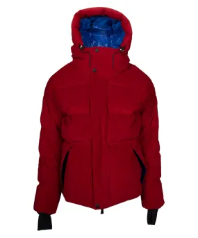 Moncler Stuller Hooded Corduroy Puffer Jacket Size 4 in Red