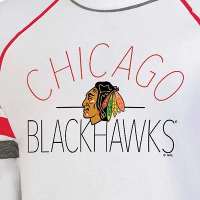 New - NHL Licensed Chicago Blackhawks Women's White Fleece Crew Sweatshirt, S