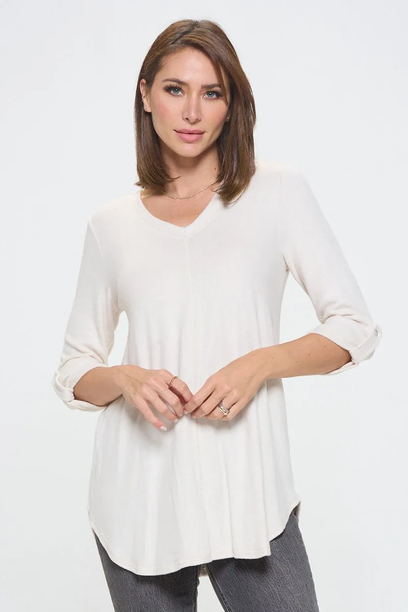 Nora soft V-neck Tunic Long Sleeve T-shirt