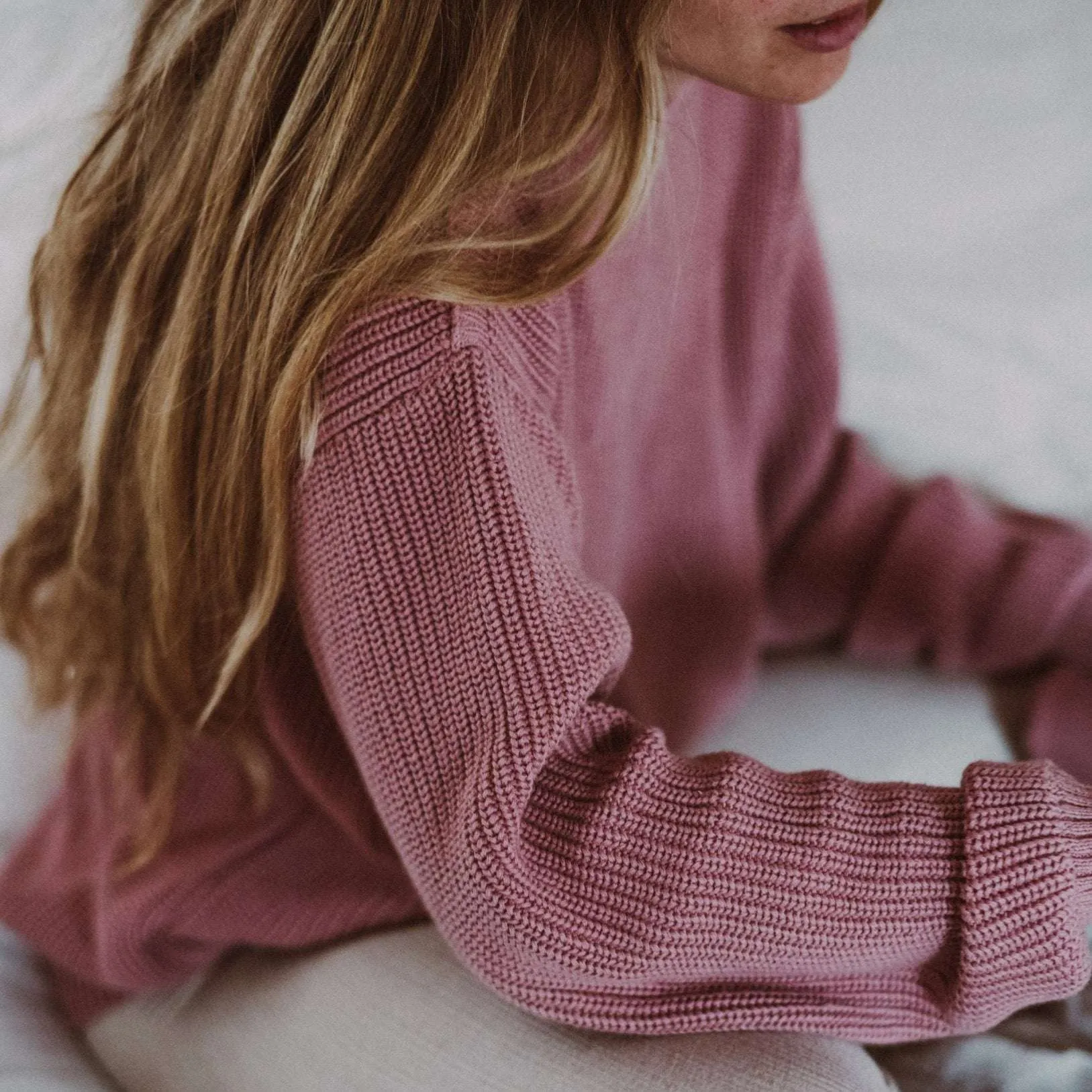 Organic Oversize Knit Pulli - MUM - Dusty Rose