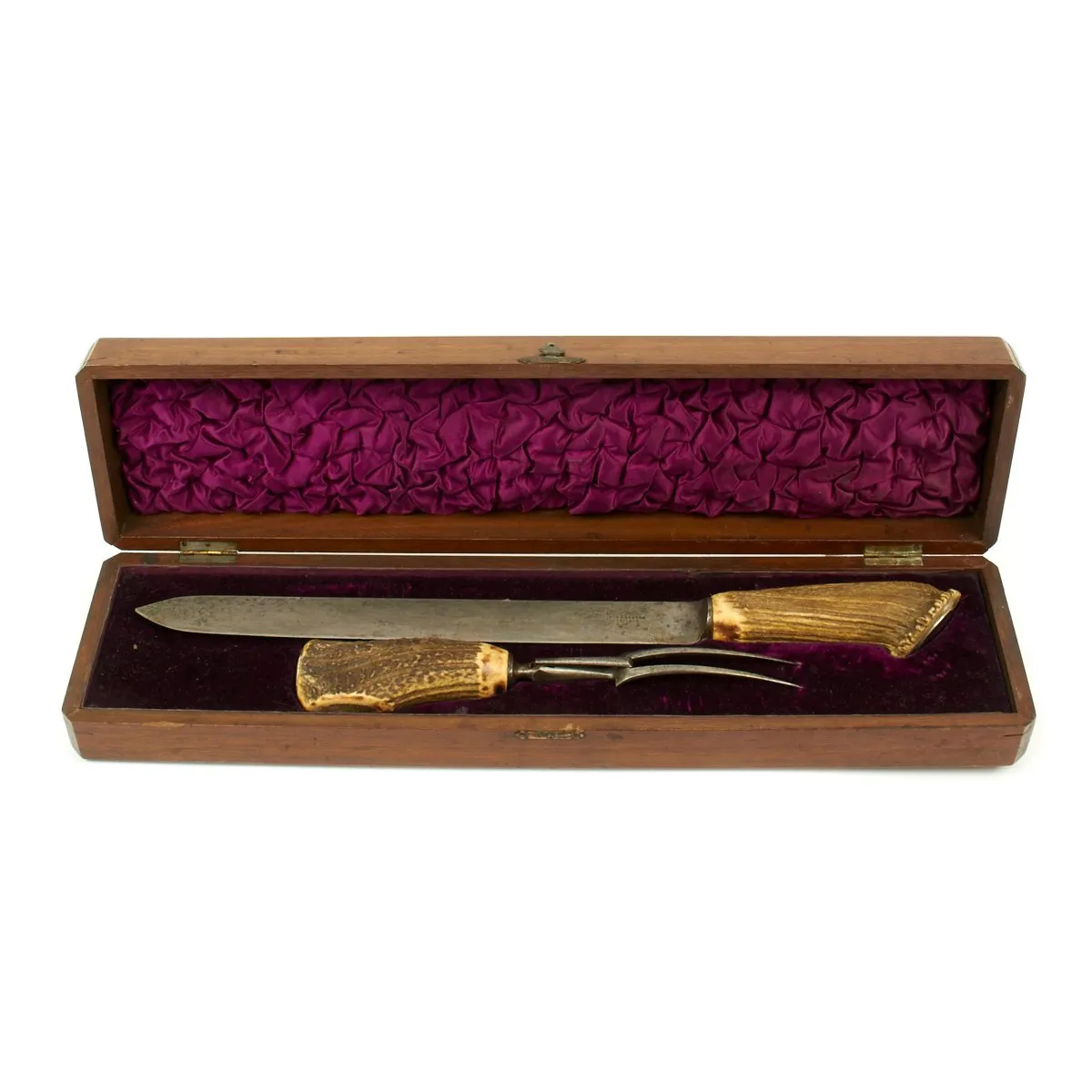 Original British Victorian Era Cased Massive Carving Set Marked to 7th Earl of Cardigan's Yacht DRYAD