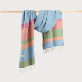 Oversized Blanket Scarf: Azure Stripe