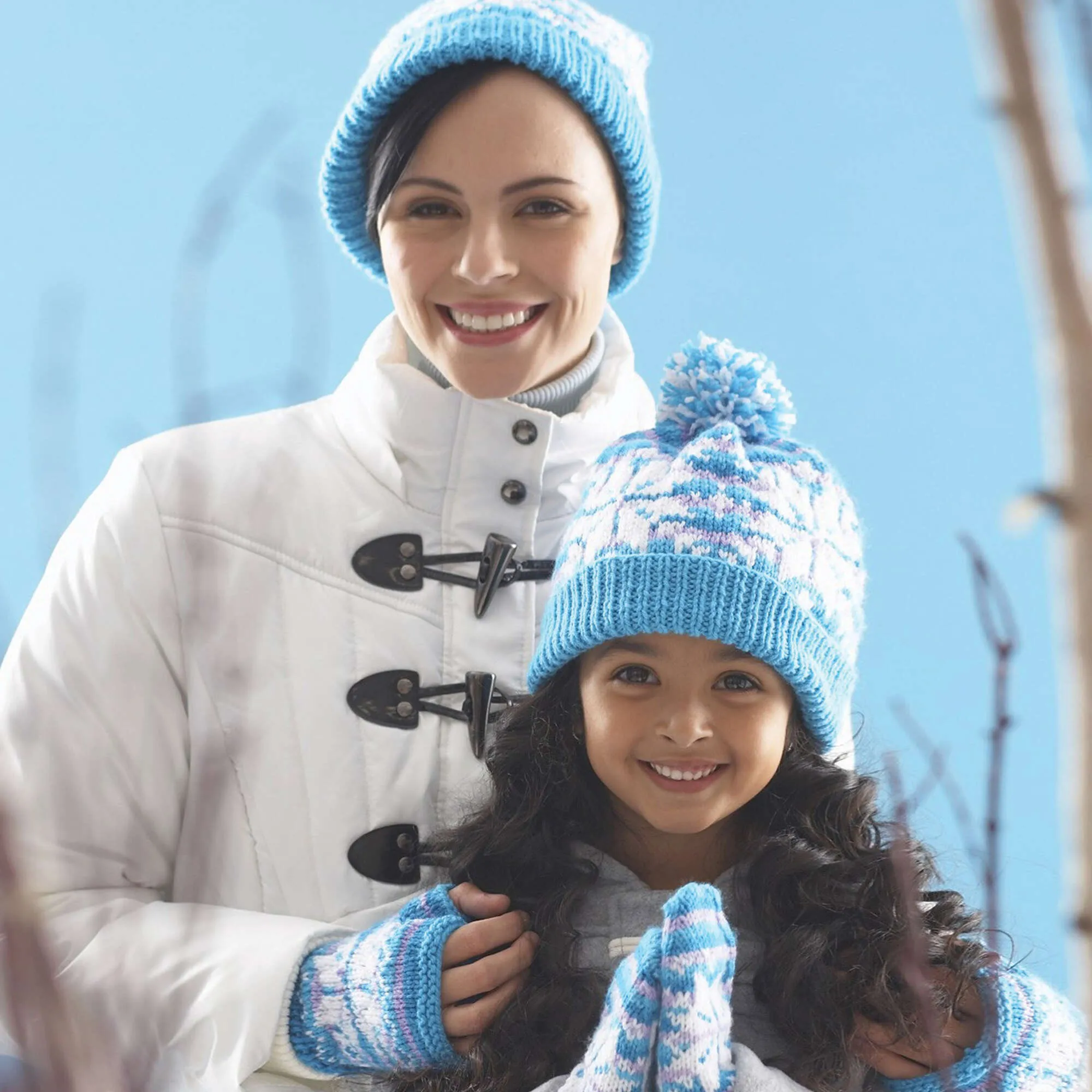 Patons Knit Snowflake Hat And Mittens Set