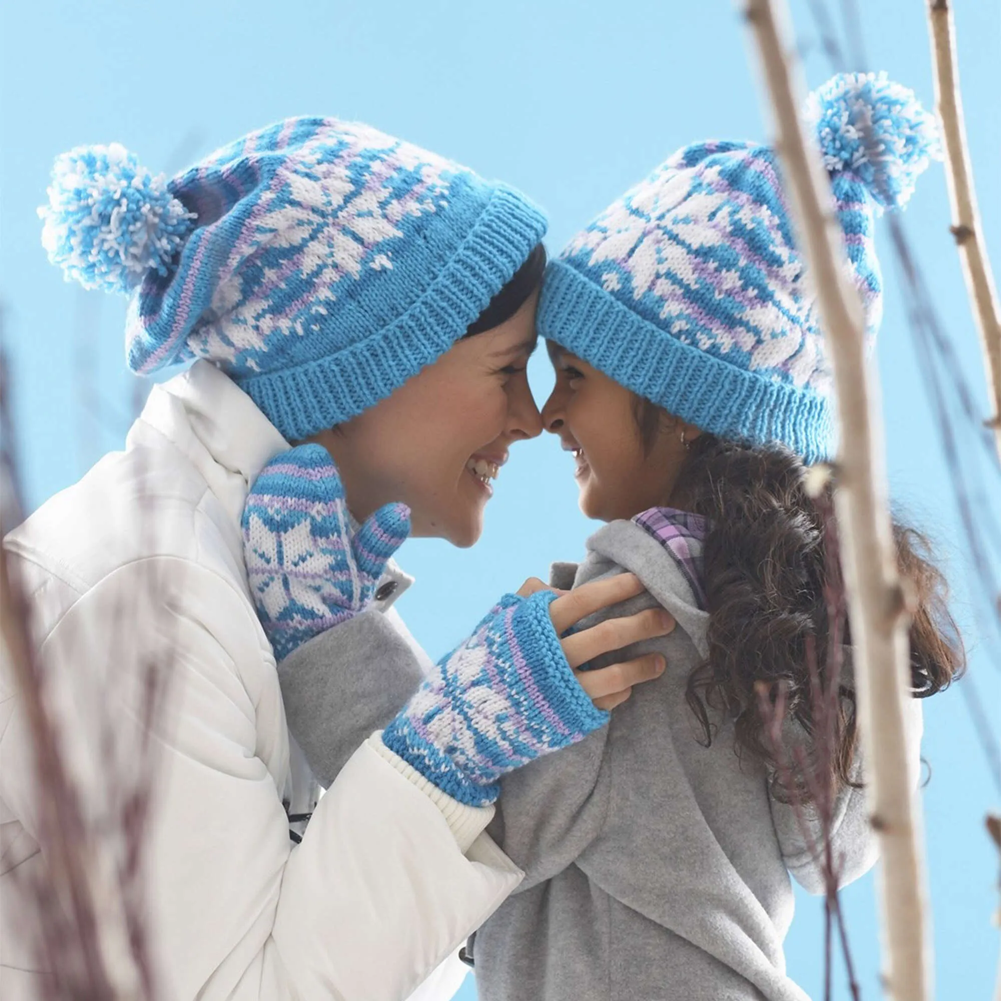 Patons Knit Snowflake Hat And Mittens Set