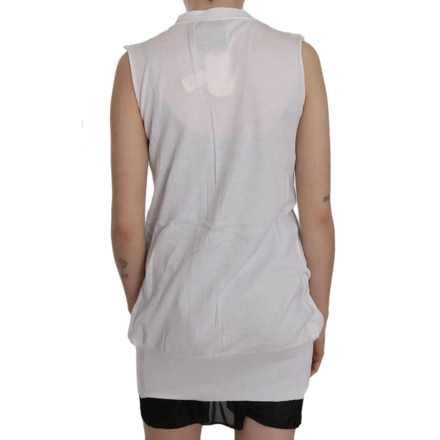 PINK MEMORIES Elegant Sleeveless Cotton Vest in Pristine White