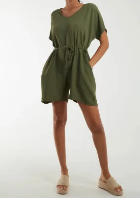 Plain Stretchy Button Back Playsuit (2 Colours)