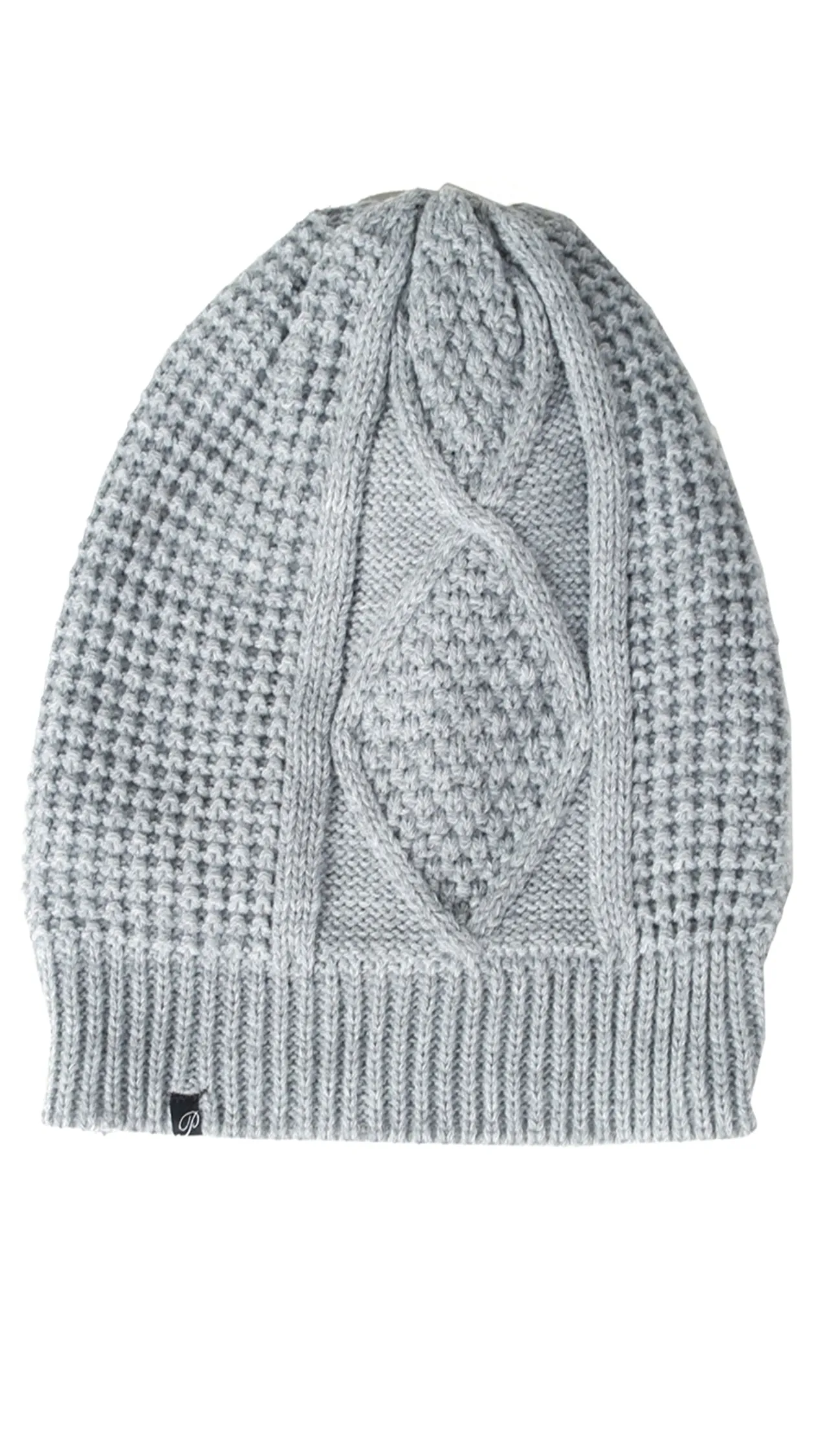 Plush Diamond Knit Beanie Heather Grey