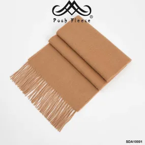 POSH FLEECE Pure Wool Scarf with Fringe Beige