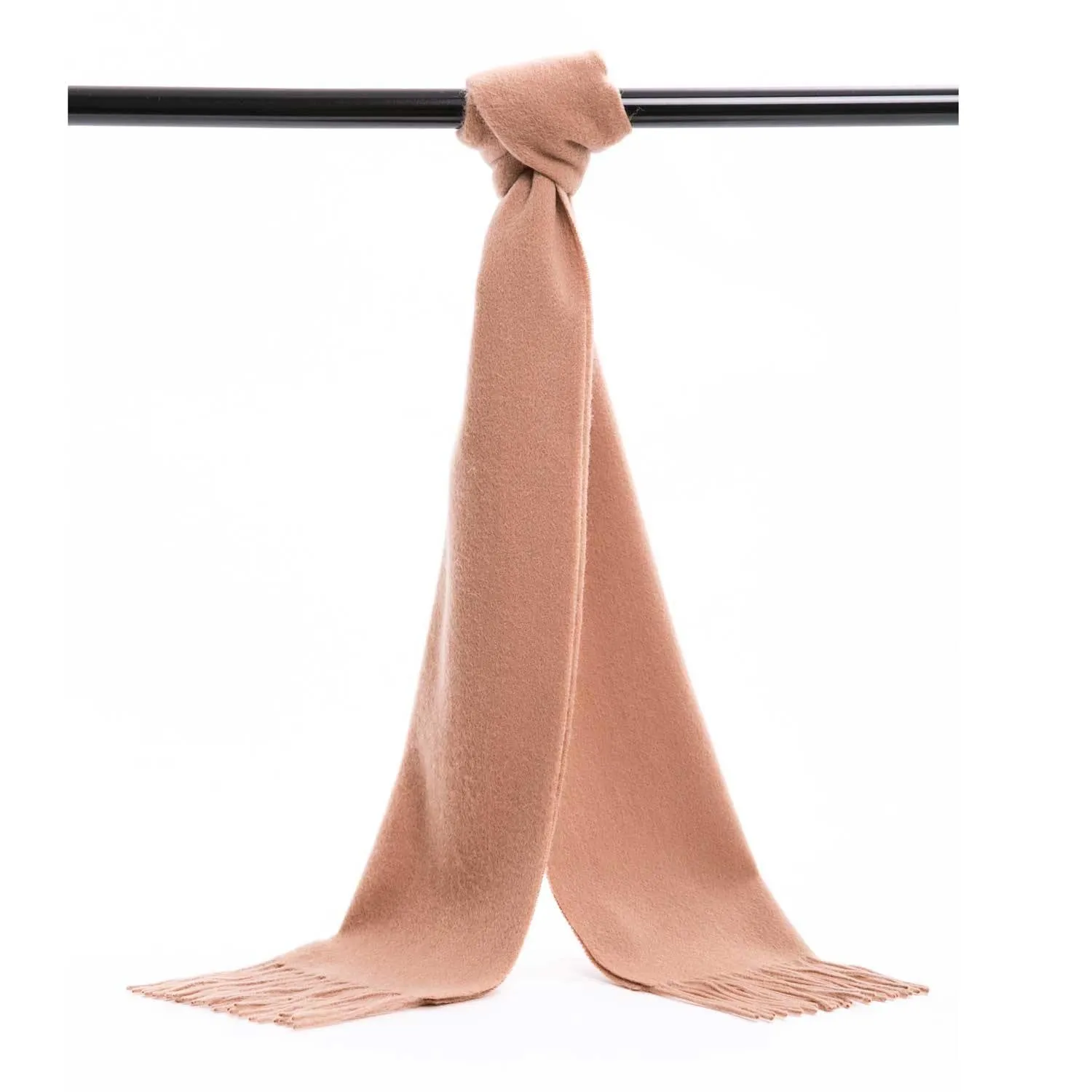 POSH FLEECE Pure Wool Scarf with Fringe Beige