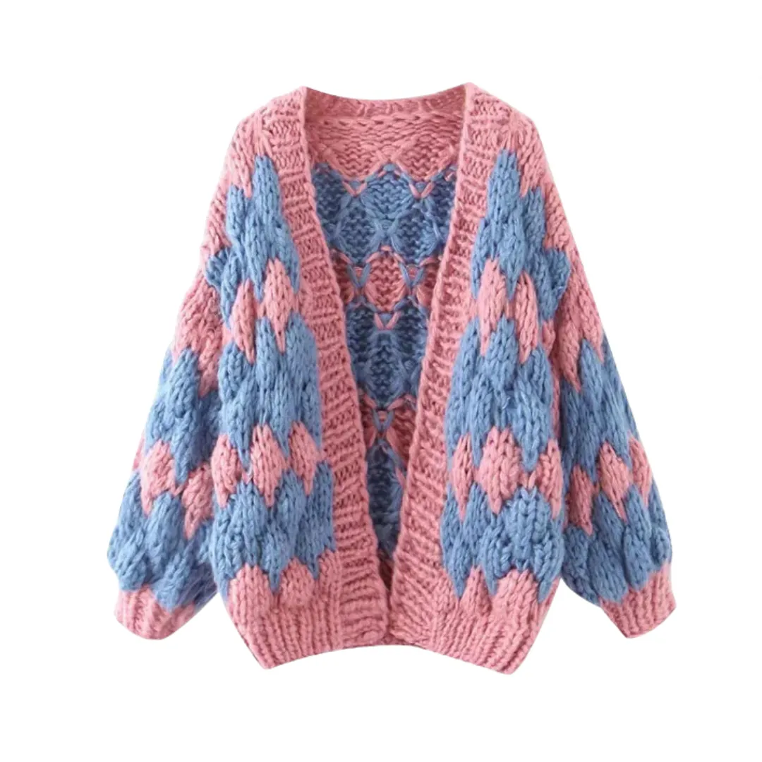 Pre Order:  Oversized Knitted Lantern Sleeve Thick Cardigan