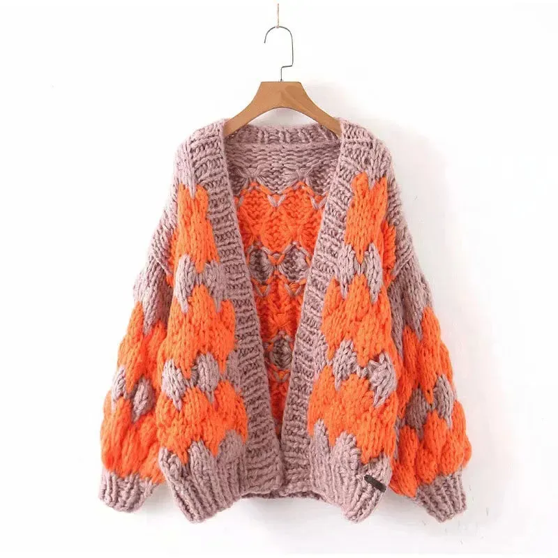 Pre Order:  Oversized Knitted Lantern Sleeve Thick Cardigan