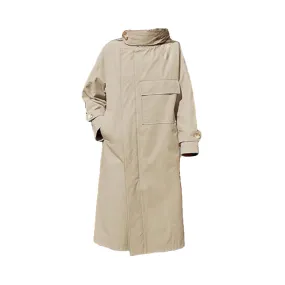 Pre Order: Stand Collar Long Sleeved Straight Tube Trench Coat