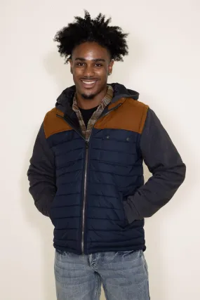 Puffer Vest Knit Hood Jacket for Men in Navy | 2VT6418M-TRUENAVY